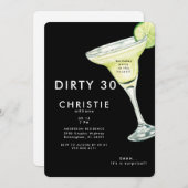 Margarita 30. Überraschung Black Birthday Party II Einladung (Vorne/Hinten)