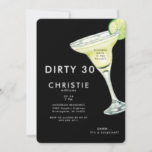 Margarita 30. Überraschung Schwarze Geburtstagsfei Einladung