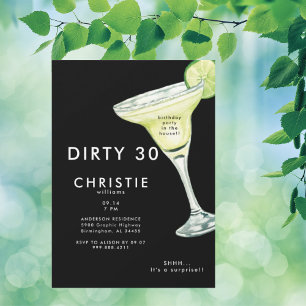 Margarita 30. Überraschung Schwarze Geburtstagsfei Einladung
