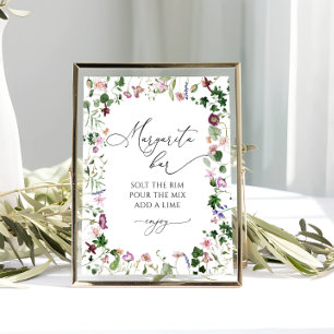 Margarita-Bar-Blumen-Poster für Brautparty Poster