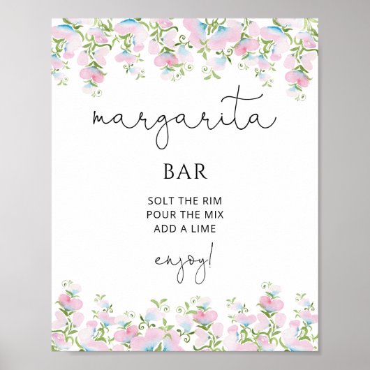 Margarita Bar Blush Pink Brautparty Poster (Vorne)