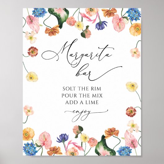 Margarita Bar floral Brautparty Poster (Vorne)