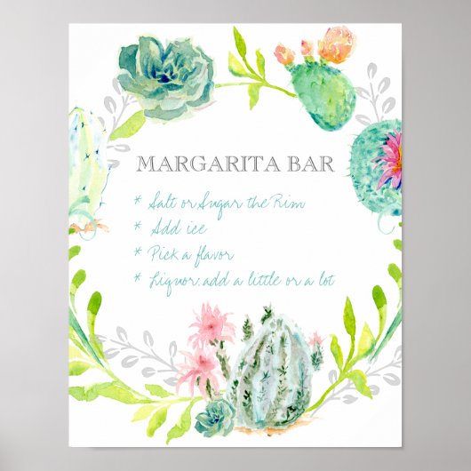 Margarita Bar Sign Brautparty Wüste Cactus Poster (Vorne)