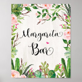 Margarita Bar Sign Fiesta Cactus Shower Drink Zeic Poster