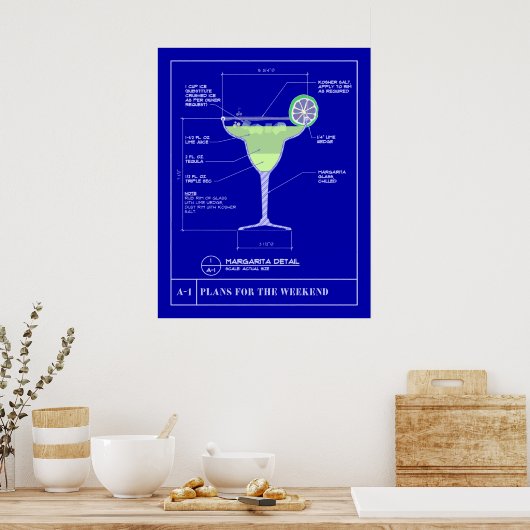 Margarita Blue Print Poster (Küche)