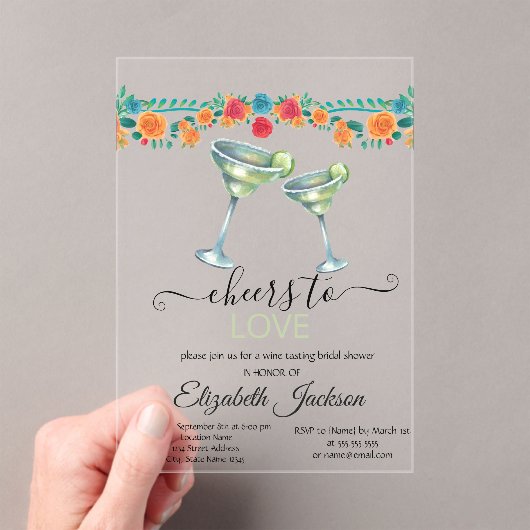 Margarita Blume Mexican Fiesta Brautparty Acryleinladungen (Insitu (Handheld))