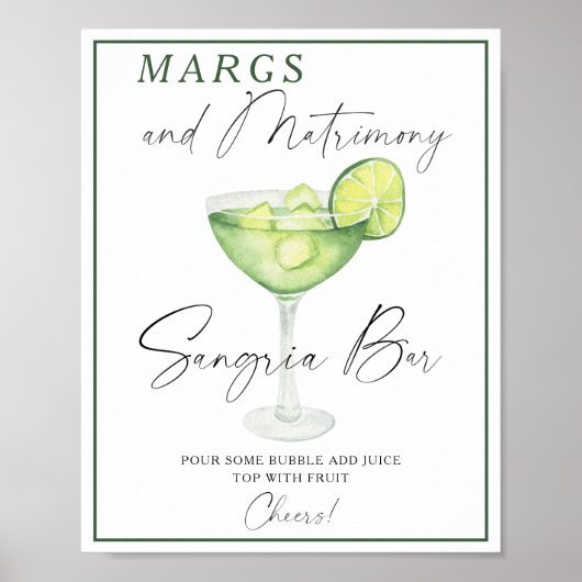 Margarita Brautparty sangria Bar Poster (Vorne)