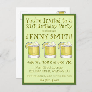 Margarita Cocktail 21. Geburtstag Bachelorette Einladungspostkarte