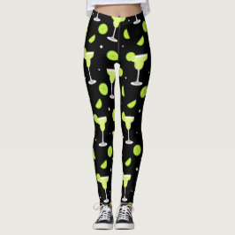 Margarita Cocktail Bar Mixologin Green Black Leggings
