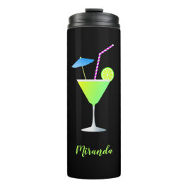 Margarita Cocktail Black Neon Name Thermal Tumbler Thermosbecher