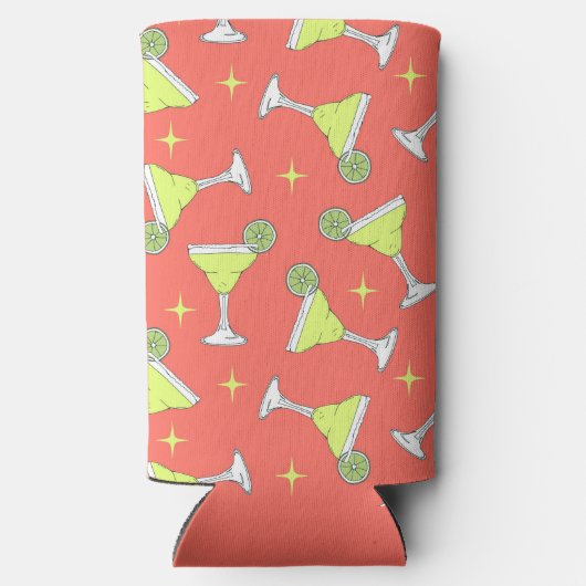 Margarita Cocktail Brille Retro Gemustert Pink Selters Dosenkühler (Rückseite)
