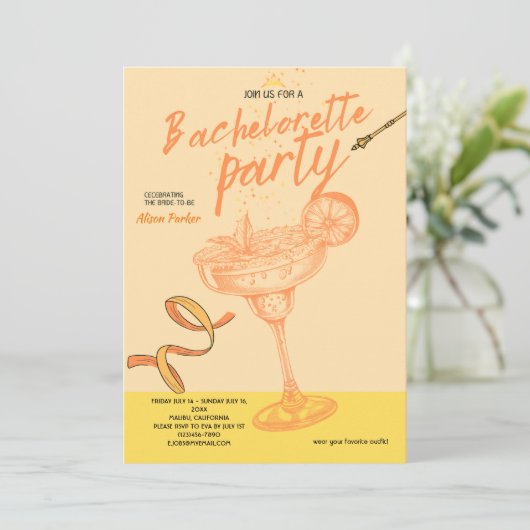 Margarita Cocktail Junggeselinnen-Abschied Einladung (Stehend Vorderseite)