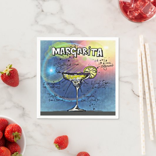 Margarita Cocktail (Nr. 9 von 12 Sets mit Rezept f Serviette (Beispiel)