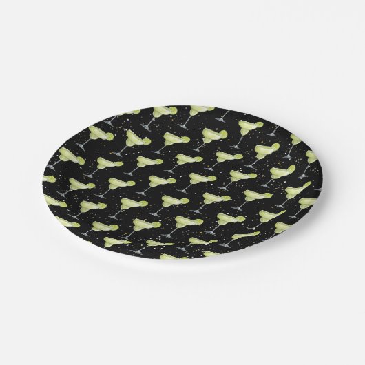 Margarita Cocktail Pattern Pappteller (Schrägansicht)