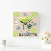 Margarita Cocktail Quadratische Wanduhr (Zuhause)