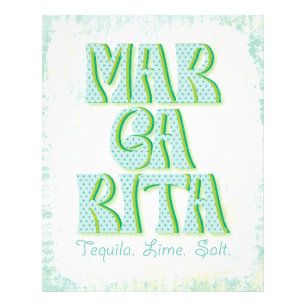 Margarita-Cocktail-Typografie Tequila Limette Salz Fotodruck