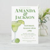 Margarita Cocktail Watercolor Engagement Party Einladung (Stehend Vorderseite)