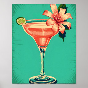 Margarita Coctail, Retro, weiche postel Farbe. Poster