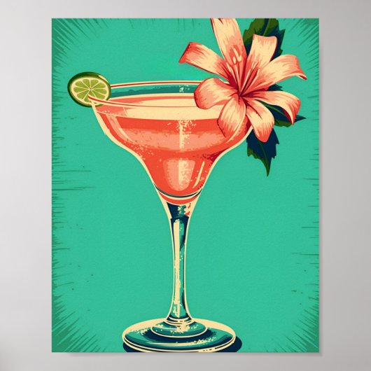 Margarita Coctail, Retro, weiche postel Farbe. Poster (Vorne)
