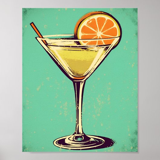 Margarita Coctail, Retro, weiche postel Farbe. Poster (Vorne)