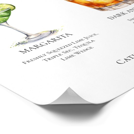 Margarita Dark & Stormy Signature Cocktails Menü Poster (Ecke)