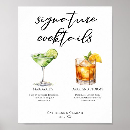 Margarita Dark & Stormy Signature Cocktails Menü Poster (Vorne)