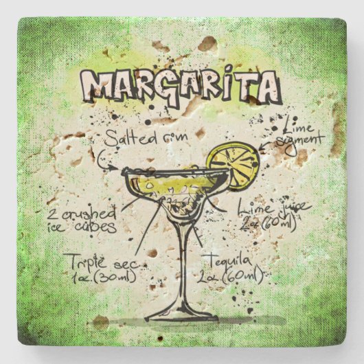 Margarita Drink Rezept Steinuntersetzer (Vorderseite)