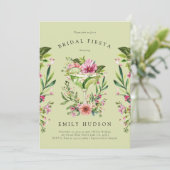 Margarita Fiesta Floral Brautparty Einladung (Stehend Vorderseite)