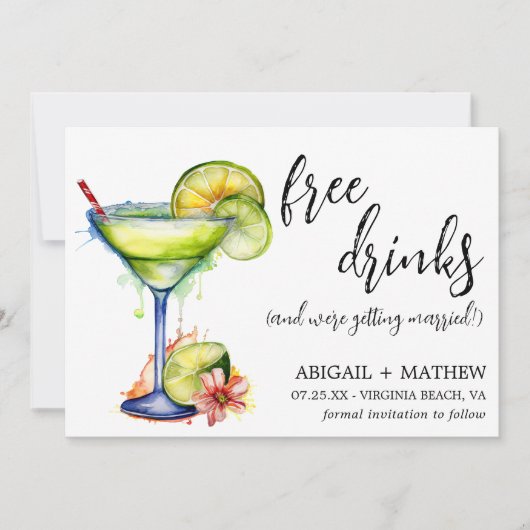 Margarita Funny Drink Trendy Modernes Foto Hochzei Save The Date (Vorderseite)