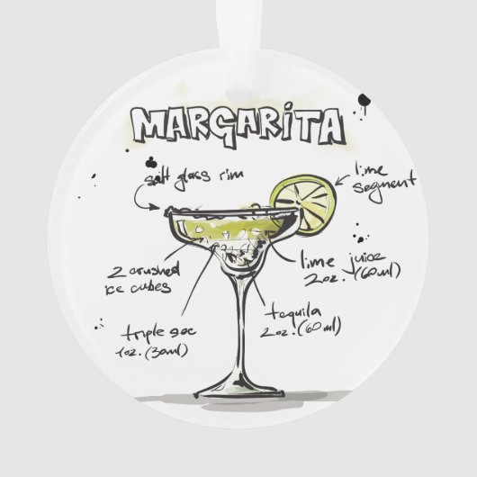 Margarita-Getränk-Rezept-Entwurf Ornament (Rückseite)