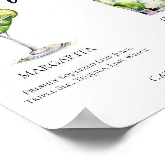 Margarita Gin & Tonic Signature Cocktails Menü Poster (Ecke)