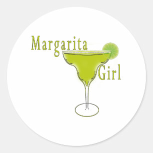 Margarita Girl Postcard Runder Aufkleber