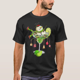 Margarita Glass & Snowman mit Glühbirnen Cocktai T-Shirt