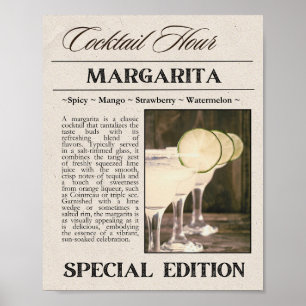 Margarita im Vintage-Stil Zeitungs-Kunstprint Poster
