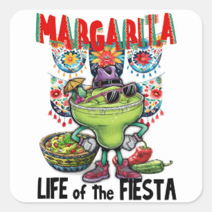 Margarita Leben der Fiesta, Cinco de Mayo Quadratischer Aufkleber