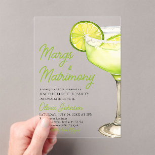 Margarita Margs & Matrimone Cocktail Bachelorette Acryleinladungen
