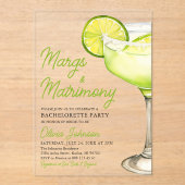 Margarita Margs & Matrimone Cocktail Bachelorette Acryleinladungen (Vorderseite)