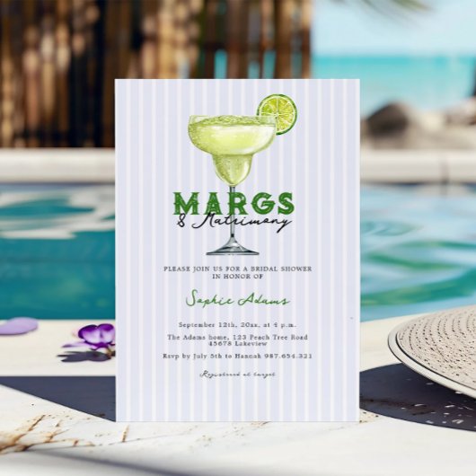 Margarita Margs & Matrimony Coctail Bridal Dusche Einladung