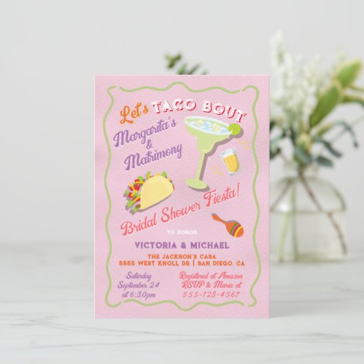 Margarita Matrimony Mexican Fiesta Brautparty Einladung (Stehend Vorderseite)