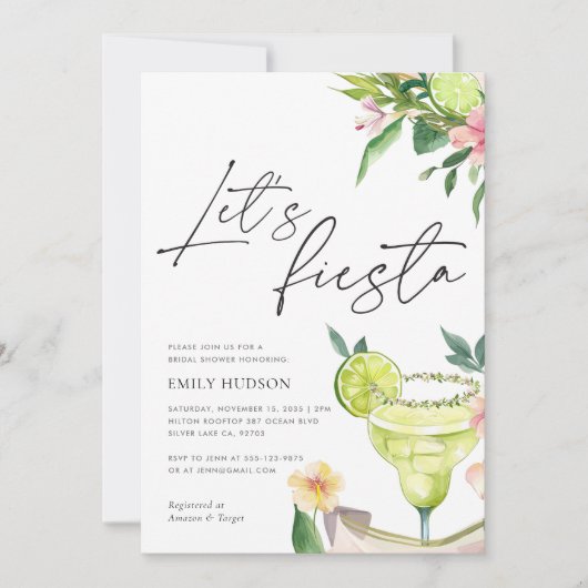Margarita Mexican Fiesta Brautparty Einladung (Vorderseite)