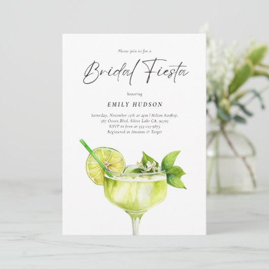 Margarita Mexican Fiesta Brautparty Einladung (Stehend Vorderseite)