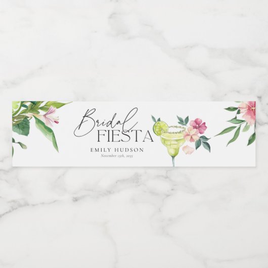 Margarita Mexican Fiesta Brautparty Wasserflaschenetikett (Einzelnes Label)