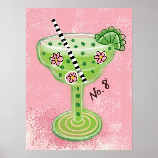 Margarita on Pink Poster Mauer Kunst (Vorne)
