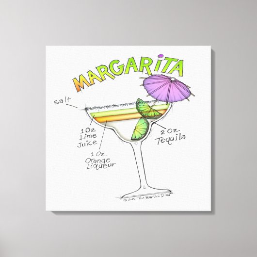 MARGARITA RECIPE COCKTAIL ART LEINWANDDRUCK (Vorderseite)