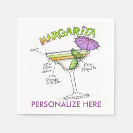 MARGARITA RECIPE COCKTAIL ART SERVIETTE