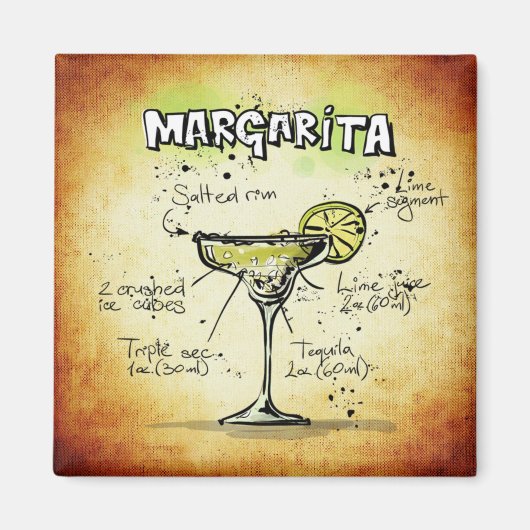 Margarita Recipe Gold Bar Magnet (Vorne)