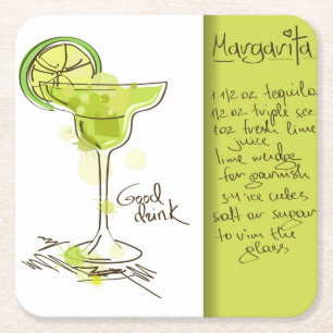 Margarita Recipe Rechteckiger Pappuntersetzer