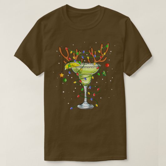 Margarita Reindeer Weihnachts Drinks Matching Fam T-Shirt (Design vorne)