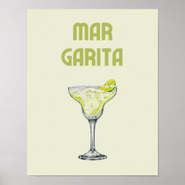 Margarita Retro Lime Green Cocktail Poster