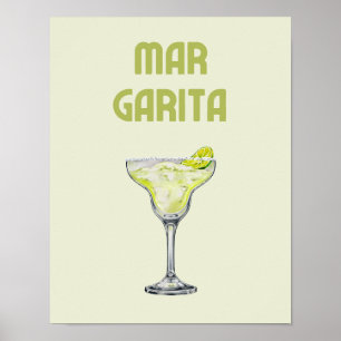 Margarita Retro Lime Green Cocktail Poster